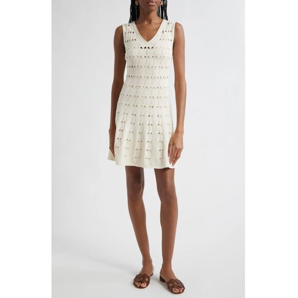 Zimmermann Rhiannon Pointelle Cream Sweater Dress Size 2 / US 8 NWT $750 - Picture 4 of 11